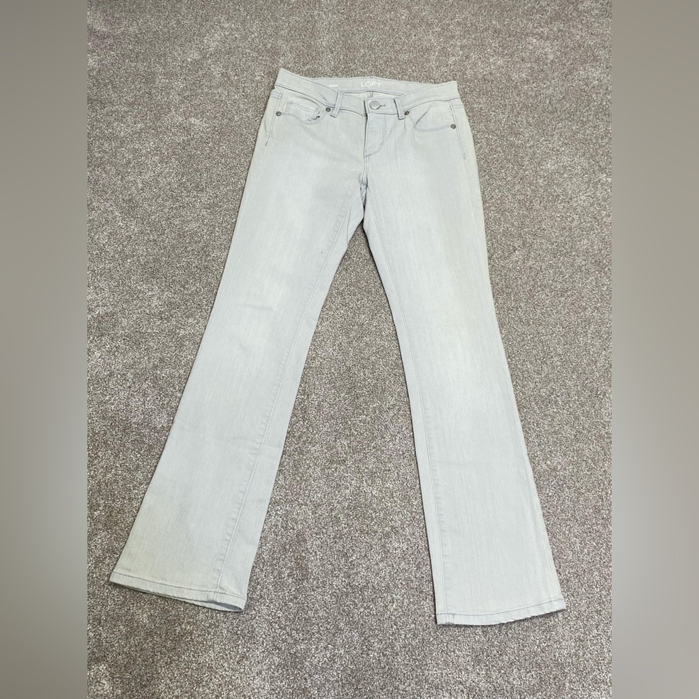 Ann Taylor loft modern sexy bootcut jeans womens sz 4/27p gray low rise stretch